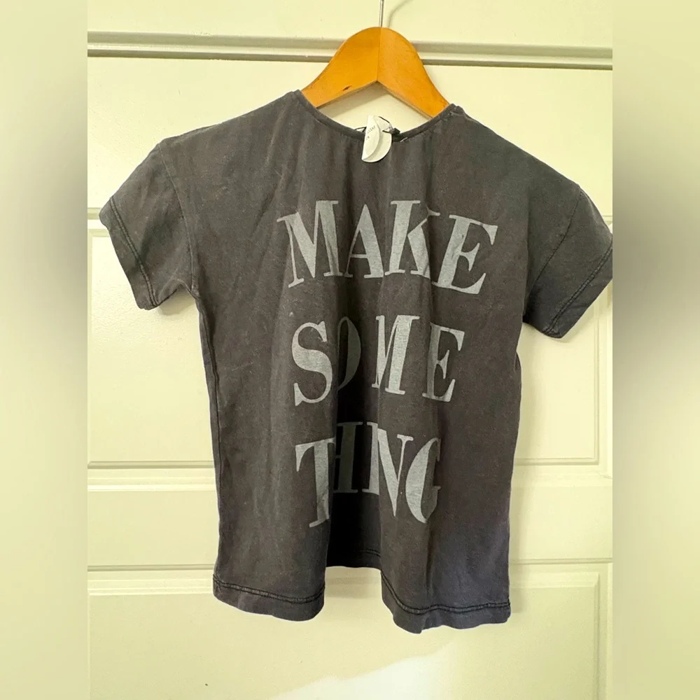 NWT Zara Girls Women's Washed Gray Text Cropped T Shirt Top 10 XS S X‎ Small